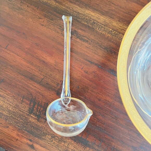 Vintage Gold Rimmed Compote Nut Candy Dish w/ Ladle Cottagecore Traditional MCM - Picture 6 of 10